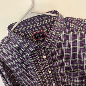 UNTUCKit Men's Plaid Shirt - Navy, Yellow, and Red